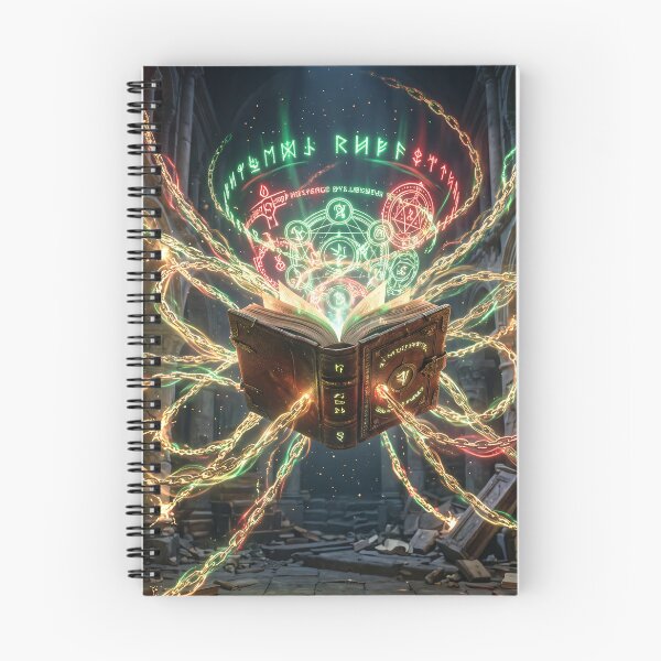 Item preview, Floating Magical Grimoire Cosmic Runic Holograms Fantasy Art designed and sold by TheRichGallery.
