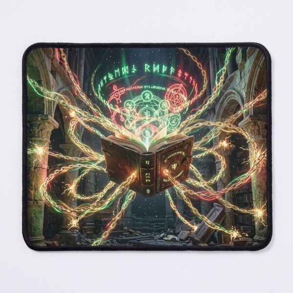 Item preview, Floating Magical Grimoire Cosmic Runic Holograms Fantasy Art designed and sold by TheRichGallery.