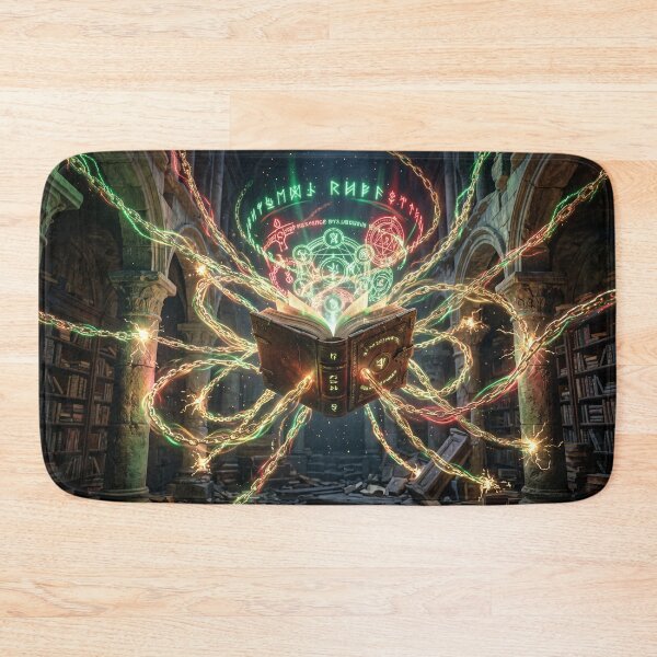 Item preview, Floating Magical Grimoire Cosmic Runic Holograms Fantasy Art designed and sold by TheRichGallery.