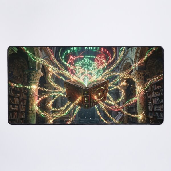 Item preview, Floating Magical Grimoire Cosmic Runic Holograms Fantasy Art designed and sold by TheRichGallery.