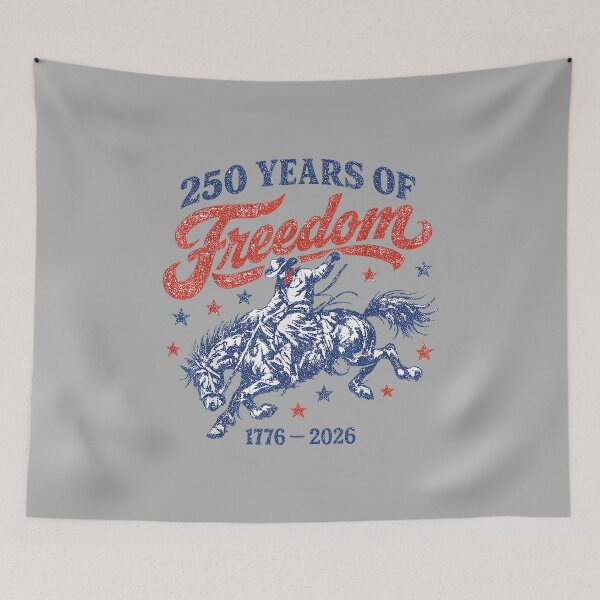 Item preview, Vintage 250 Years of Freedom America Cowboy Rodeo US Flag designed and sold by ArleneRowe.