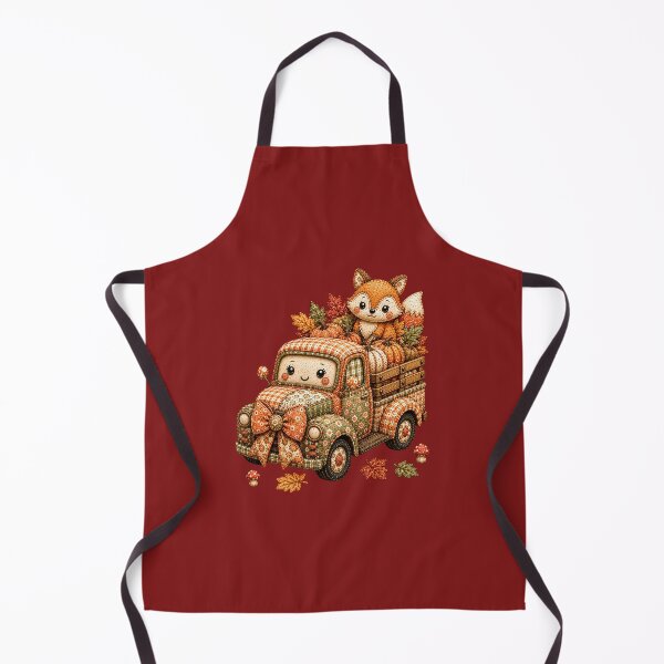 Item preview, Cute Autumn Patchwork Farm Truck with Fox and Pumpkins designed and sold by DecoVibe.