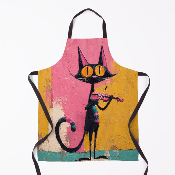 Item preview, Black Cat Playing Violin - Whimsical Folk Art designed and sold by daila70.