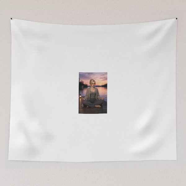 Item preview, Ilya Martin serene at sunset on a wooden pier designed and sold by CathryneDelamort.