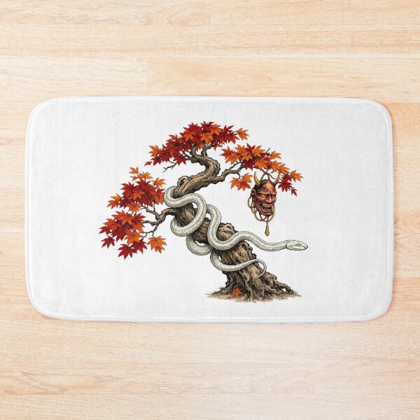 Item preview, Japanese Tree with Mask and Snake - Mystical Print designed and sold by ichiyori.