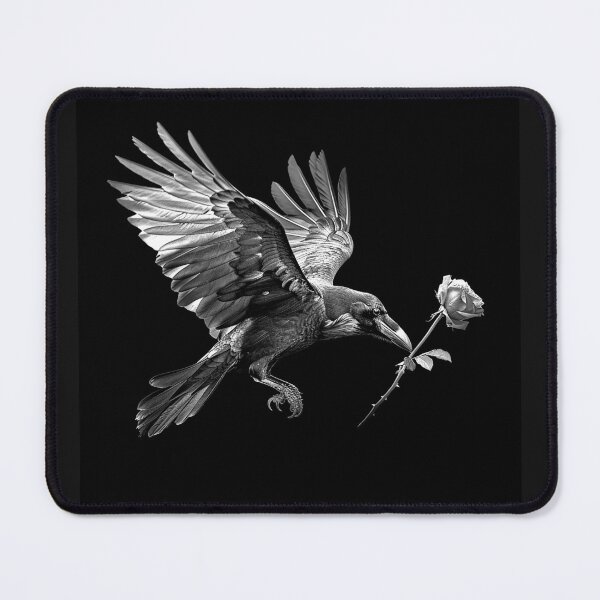 Item preview, Flying Raven Carrying a Rose Gothic Romance Art designed and sold by inkoutninja.