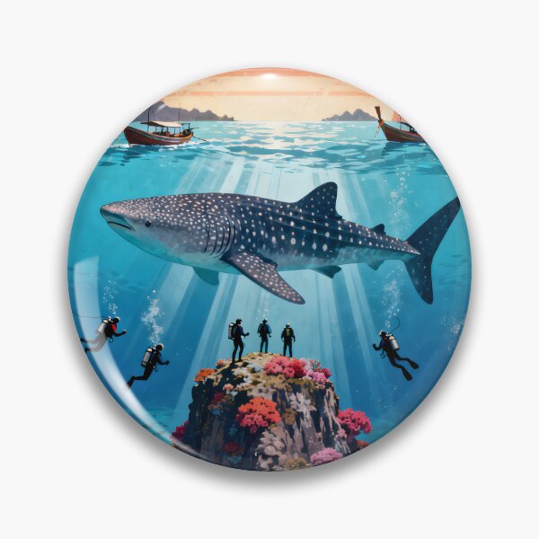 Item preview, Richelieu Rock Whale Shark Kingdom Vintage Travel Poster – Surin Islands Thailand designed and sold by Spirit of Siam.
