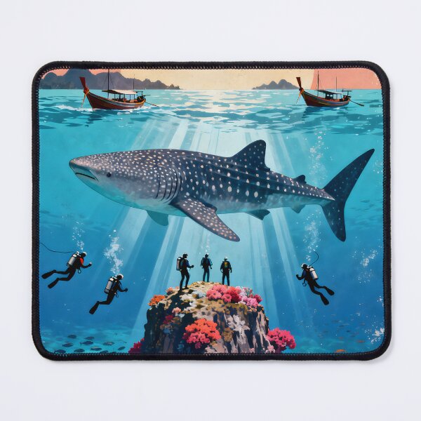 Item preview, Richelieu Rock Whale Shark Kingdom Vintage Travel Poster – Surin Islands Thailand designed and sold by Spirit of Siam.