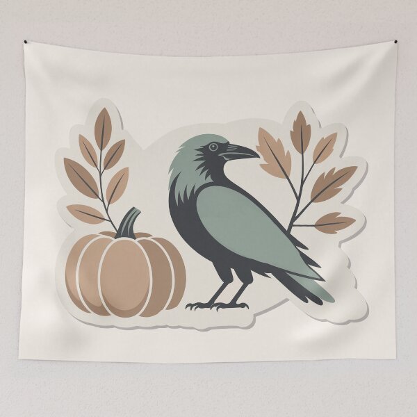 Item preview, Minimal Raven with Dried Leaves designed and sold by TrendMorphic.