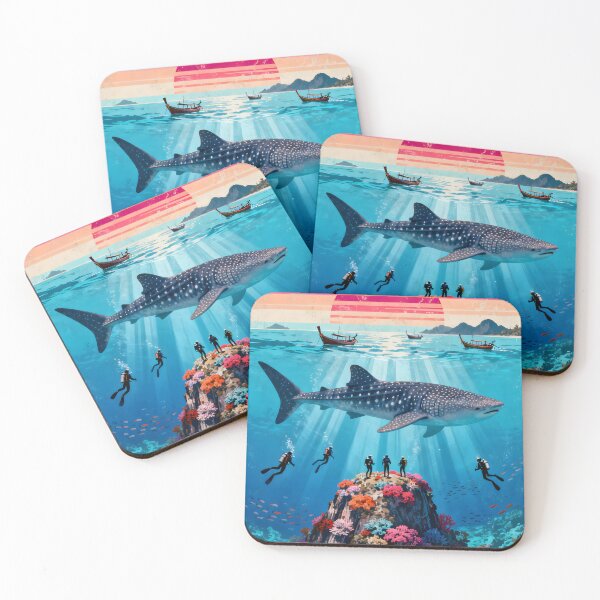 Item preview, Richelieu Rock Whale Shark Kingdom Vintage Travel Poster – Surin Islands Thailand designed and sold by Spirit of Siam.