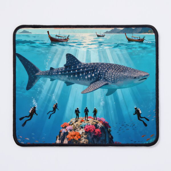 Item preview, Richelieu Rock Whale Shark Kingdom Vintage Travel Poster – Surin Islands Thailand designed and sold by Spirit of Siam.