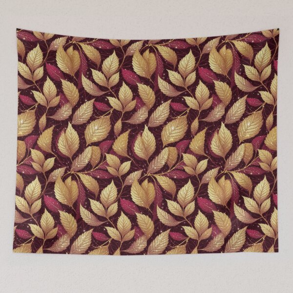 Item preview, Burgundy & Gold Glitter Autumn Leaves Pattern | Elegant Botanical Seamless Design designed and sold by Pickachoo.