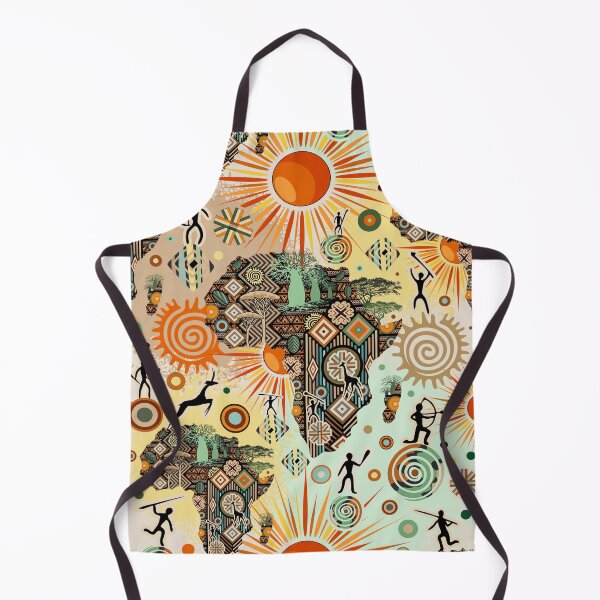 Item preview, Africa Map Decorative Tribal Elements Pattern designed and sold by BluedarkArt.