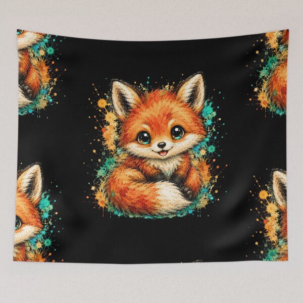 Item preview, Kawaii Baby Fox Watercolor Art – Cute Woodland Animal Illustration designed and sold by ColorSplash123.