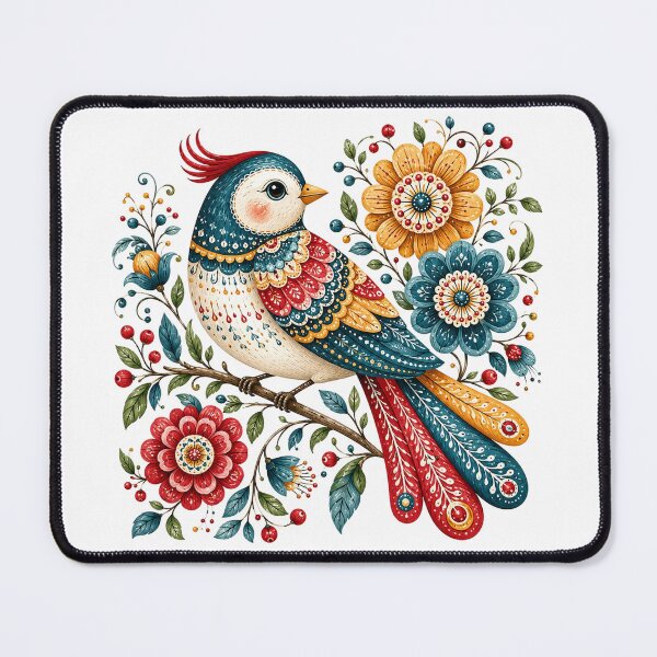 Item preview, Folk Art Bird with Wildflowers designed and sold by PetalGarden.