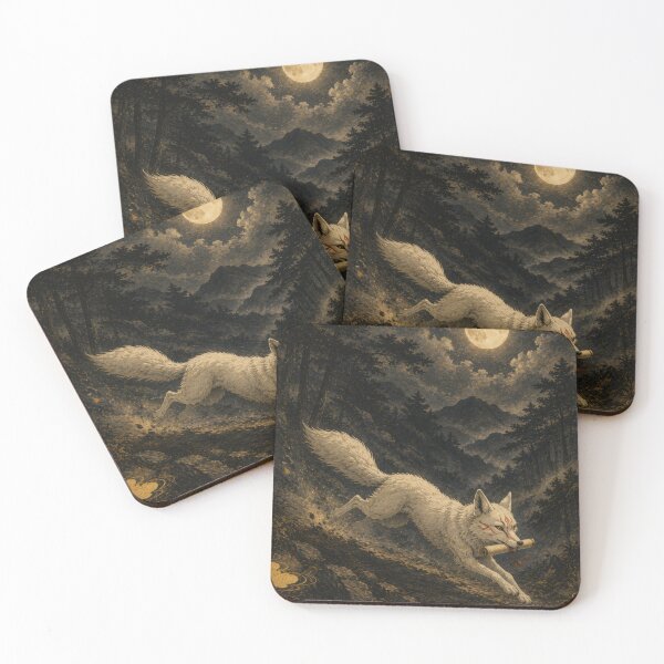 Item preview, Moonlit Kitsune Messenger | Japanese Fox Spirit Art designed and sold by YamatoCatStudio.