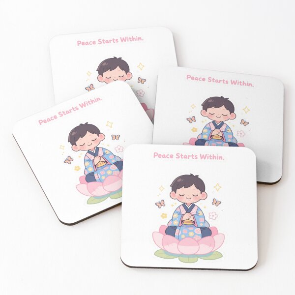 Item preview, Peace Starts Within Kawaii Meditation Boy on Lotus Flower Sticker designed and sold by carestazafeli.