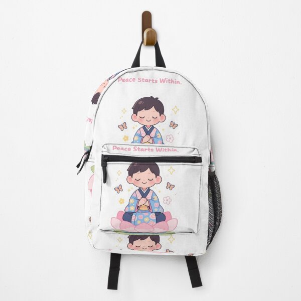 Item preview, Peace Starts Within Kawaii Meditation Boy on Lotus Flower Sticker designed and sold by carestazafeli.