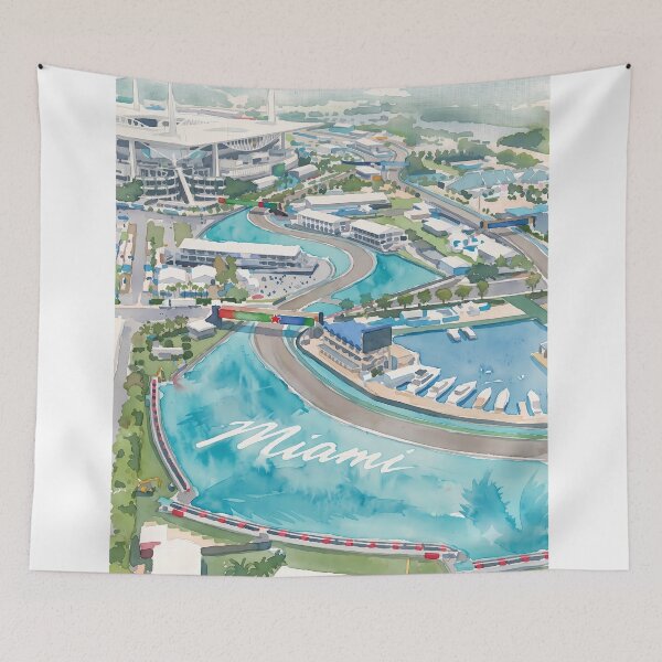 Item preview, Miami Grand Prix Watercolor Circuit Art – Hard Rock Stadium Track Painting designed and sold by mentosdesigner.
