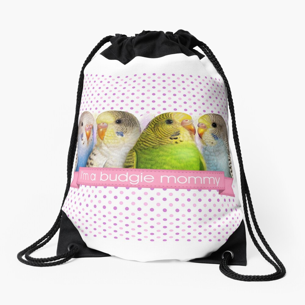I'm A Budgie Mommy Realistic Painting Drawstring Bag
