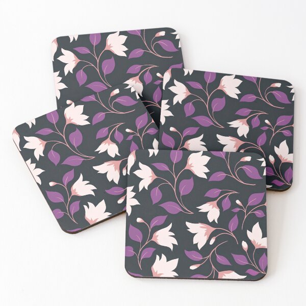 Item preview, Dark Floral Purple Leaves & Pink Flowers Botanical Pattern designed and sold by LYAN-STORE.