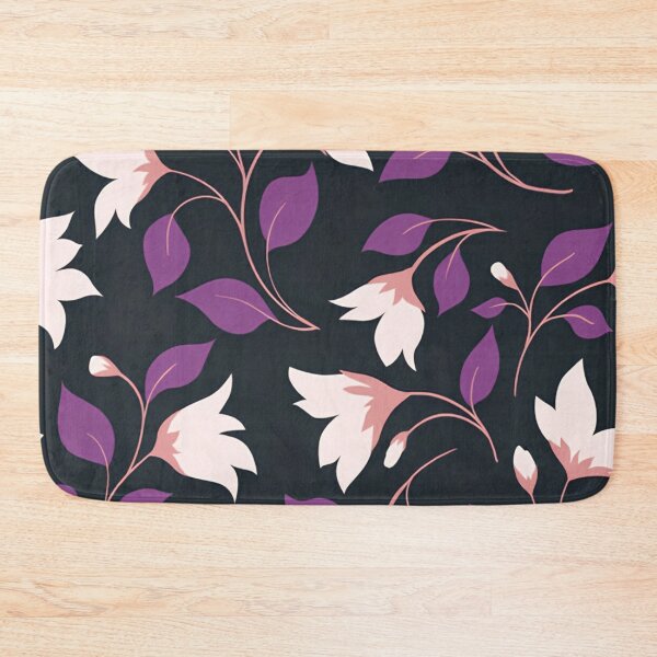 Item preview, Dark Floral Purple Leaves & Pink Flowers Botanical Pattern designed and sold by LYAN-STORE.