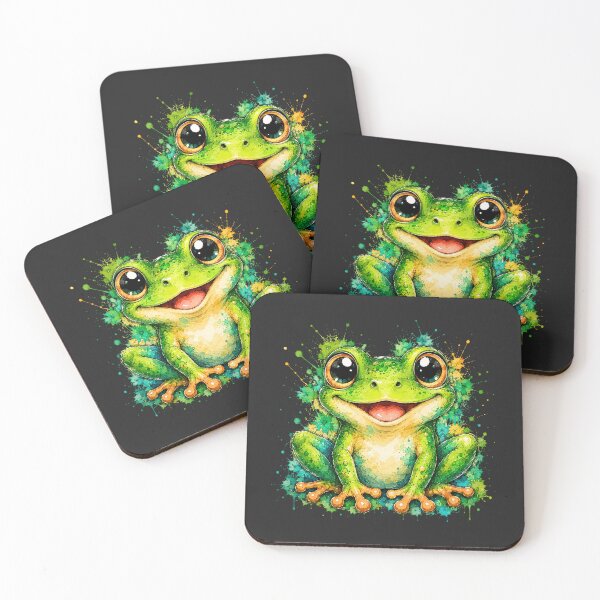 Item preview, Kawaii Tree Frog Watercolor Art – Cute Colorful Animal Illustration designed and sold by ColorSplash123.