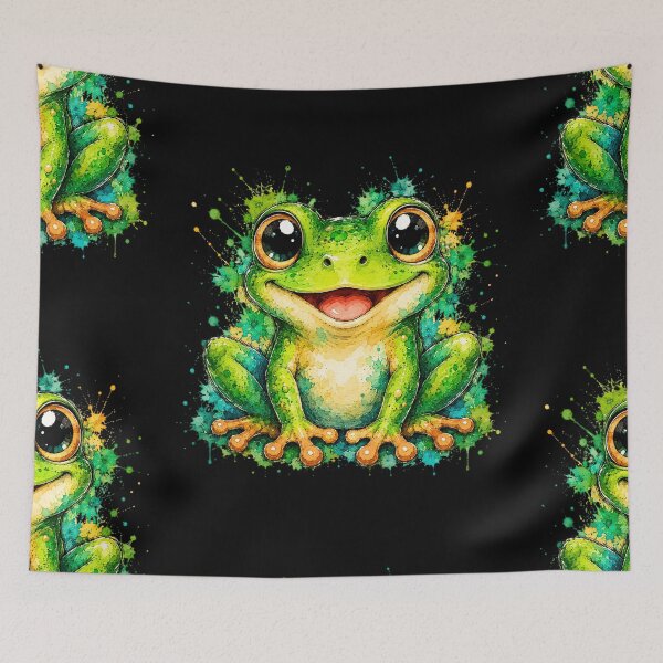 Item preview, Kawaii Tree Frog Watercolor Art – Cute Colorful Animal Illustration designed and sold by ColorSplash123.