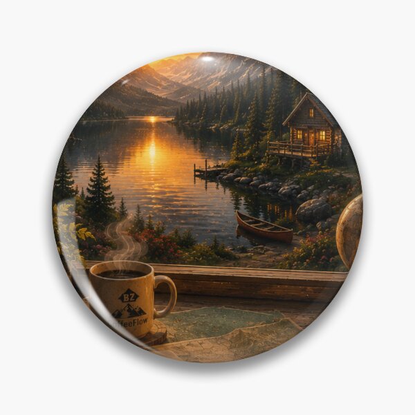 Item preview, Lakeside Sunrise Retreat | Coffee Escapes Puzzle & Wall Art designed and sold by Bz CoffeeFlow.