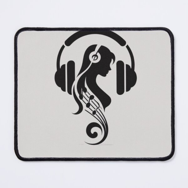 Item preview, Woman with Headphones Music Silhouette | Black & White Music Lover Design designed and sold by RajDeals.
