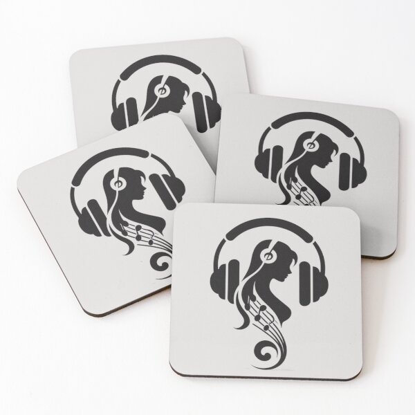 Item preview, Woman with Headphones Music Silhouette | Black & White Music Lover Design designed and sold by RajDeals.