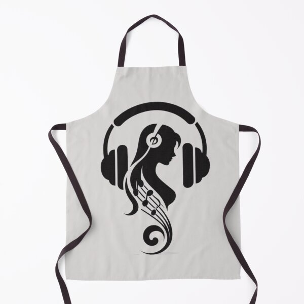 Item preview, Woman with Headphones Music Silhouette | Black & White Music Lover Design designed and sold by RajDeals.