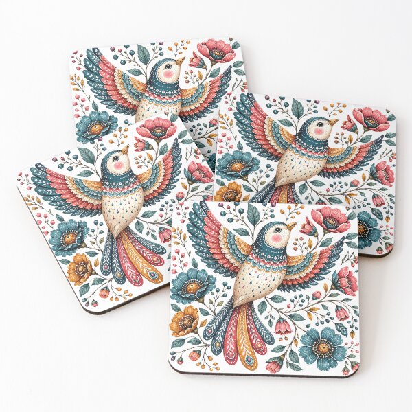 Item preview, Colorful Nordic Floral Bird Illustration designed and sold by PetalGarden.