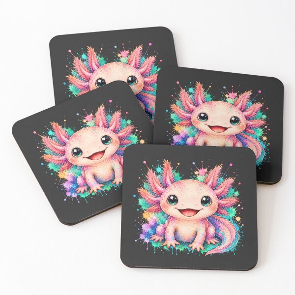 Item preview, Kawaii Axolotl Watercolor Art – Cute Colorful Amphibian Illustration designed and sold by ColorSplash123.