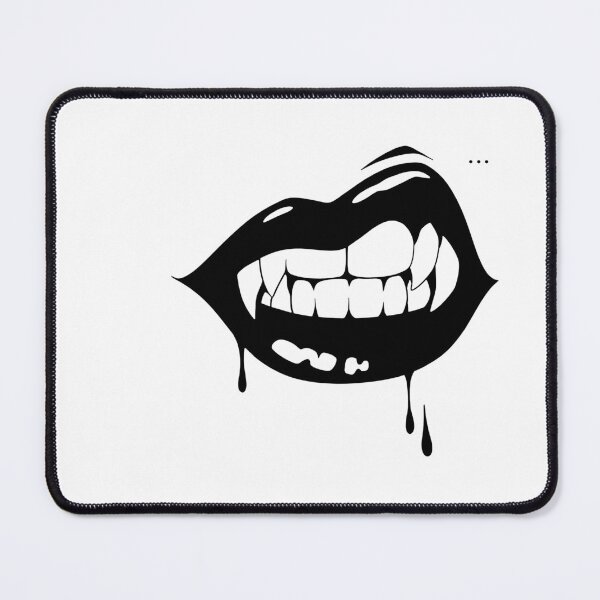 Item preview, Dripping Vampire Lips with Sharp Fangs Black and White Vector designed and sold by ahmaid.