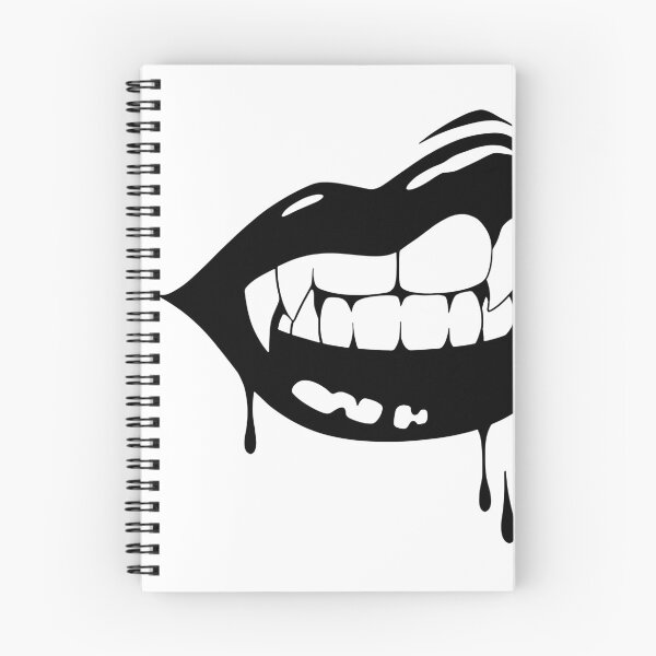 Item preview, Dripping Vampire Lips with Sharp Fangs Black and White Vector designed and sold by ahmaid.