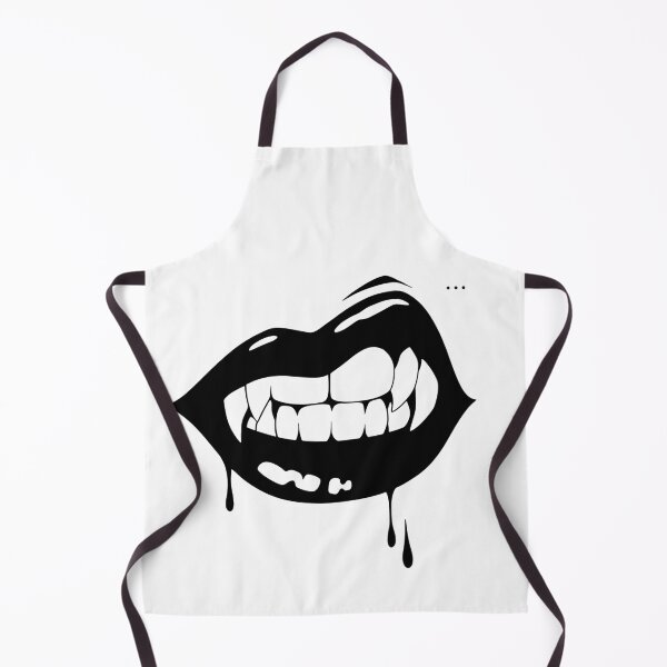 Item preview, Dripping Vampire Lips with Sharp Fangs Black and White Vector designed and sold by ahmaid.