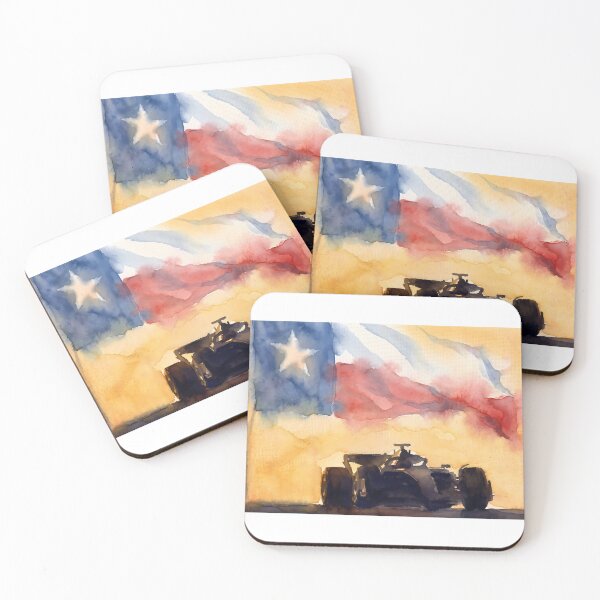 Item preview, Watercolor F1 Texas Flag Sunset Art – COTA Race Car Painting designed and sold by mentosdesigner.