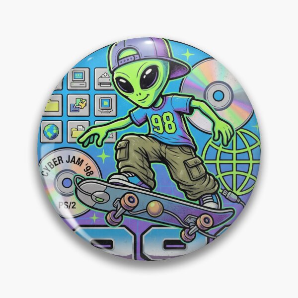 Item preview, Cyber Surfer 1998 Y2K Aesthetic Alien Skater Retro Computer Art designed and sold by rich-moda.