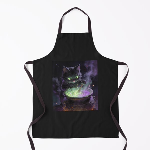 Item preview, Black Witch Cat Brewing Magic Potion Halloween Sticker designed and sold by OksArtStudio.