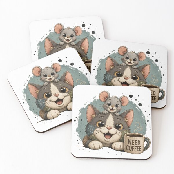 Item preview, Cat and Mouse Need Coffee Plushie designed and sold by M.Store.