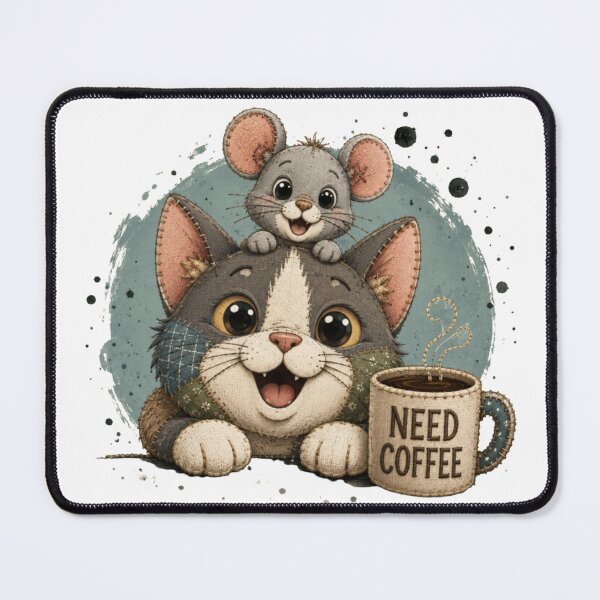 Item preview, Cat and Mouse Need Coffee Plushie designed and sold by M.Store.