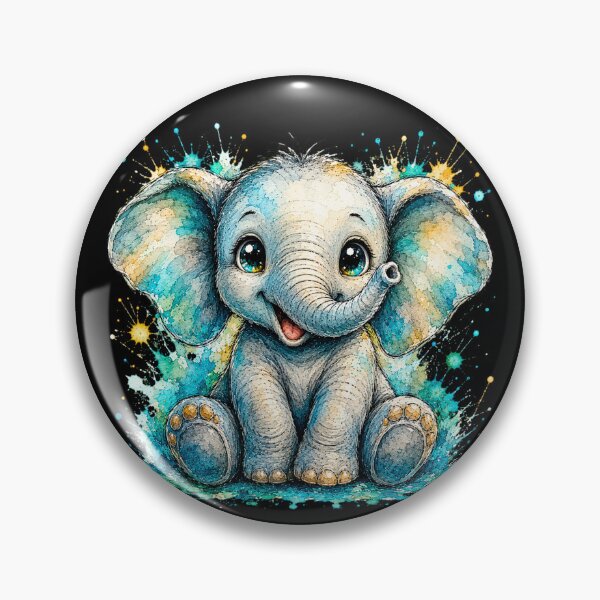 Item preview, Kawaii Baby Elephant Watercolor Art – Cute Animal Illustration designed and sold by ColorSplash123.