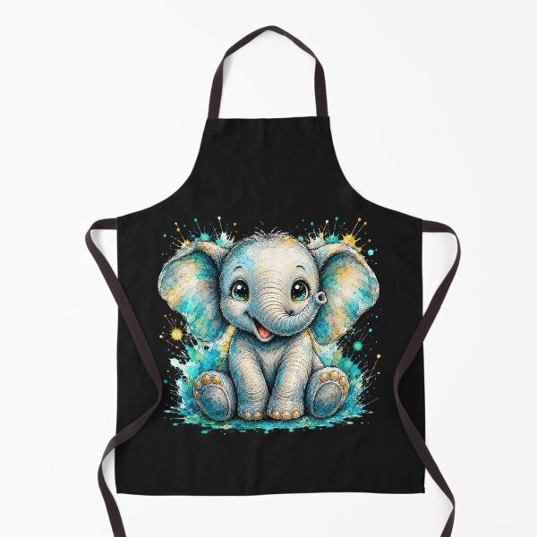 Item preview, Kawaii Baby Elephant Watercolor Art – Cute Animal Illustration designed and sold by ColorSplash123.
