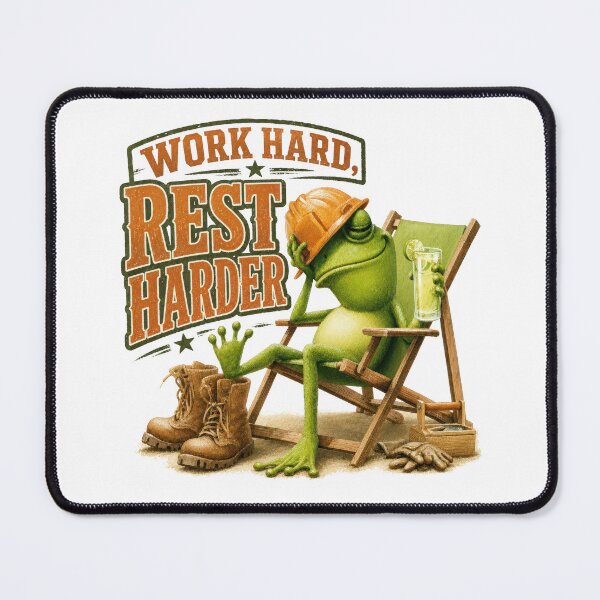 Item preview, Work Hard Rest Harder Funny Frog Blue Collar Labor Day Design designed and sold by VikArt7.