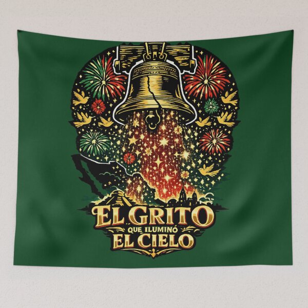 Item preview, El Grito Que Ilumino El Cielo Día De La Independencia Mexicana Arte De Campanas Y Fuegos Artificiales designed and sold by irfanshikh.