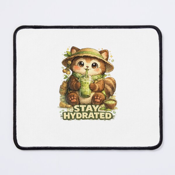 Item preview, Stay Hydrated – Kawaii Matcha Tanuki designed and sold by JapanMood.