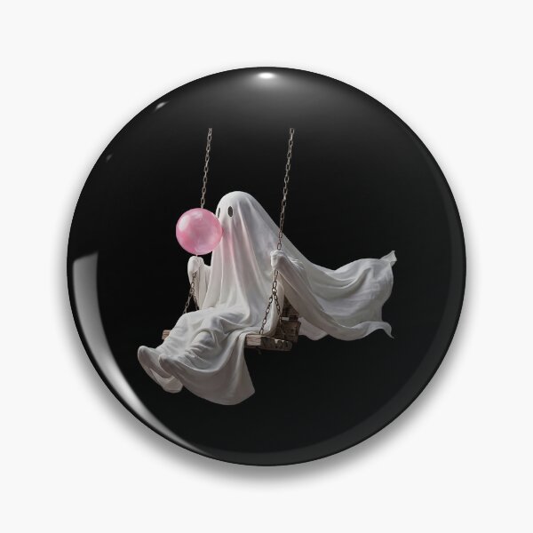 Item preview, Cute Ghost Blowing Bubblegum on Swing Whimsical Halloween designed and sold by ROUFTOOP.