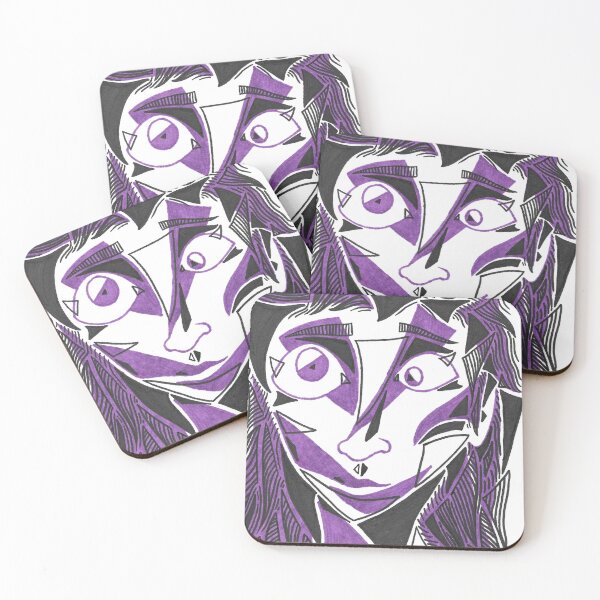 Item preview, Abstract Face Sketch Purple Black White designed and sold by BOKEbyTC.