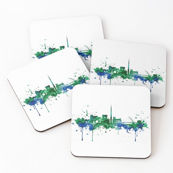 Item preview, Dublin Ireland Watercolor Skyline Silhouette Splash designed and sold by Imaginationbeyond.